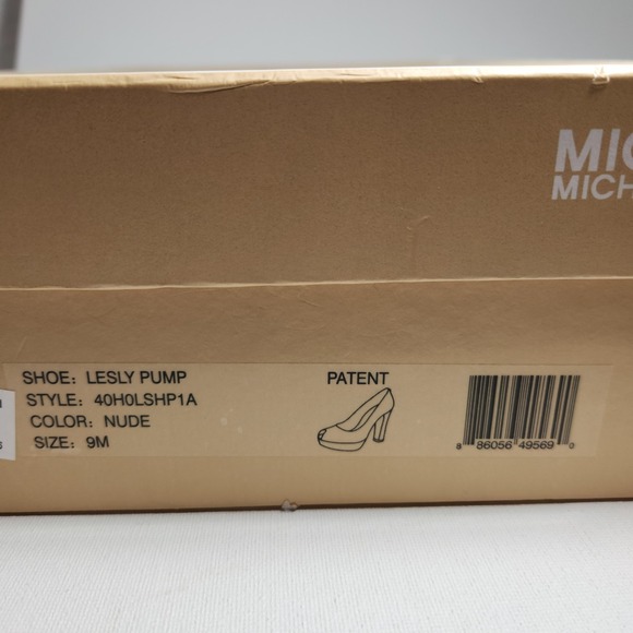 Michael Kors Lesly Patent Leather Heels‎ Size 9M  Nude 4 In Block Heel - Picture 7 of 7